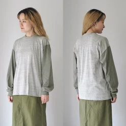 UNDYED / Long Sleeve Combi T-Shirt Colored Organic Cotton