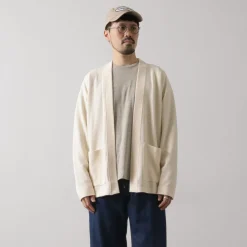 UNDYED / Waffle Cardigan Colored Organic Cotton
