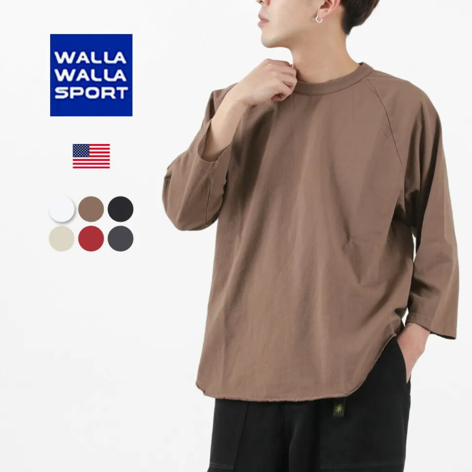 WALLA WALLA SPORT / Three quarter sleeves Baseball T-Shirt Solid