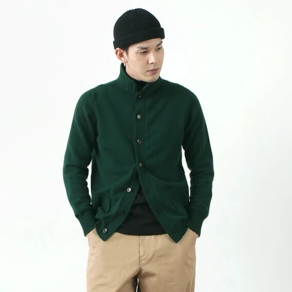 WILLIAM LOCKIE / Lambs Wool Turtleneck Cardigan
