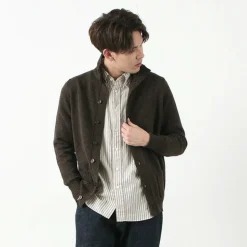 WILLIAM LOCKIE / Lambs Wool Turtleneck Cardigan