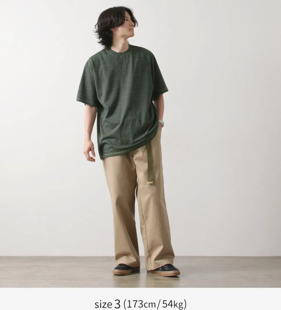 YONETOMI NEW BASIC / Garment Dye Striped T-Shirt