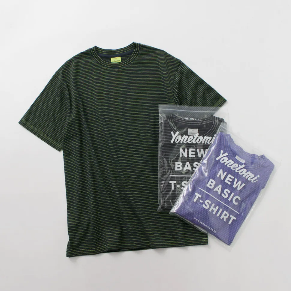 YONETOMI NEW BASIC / Garment Dye Striped T-Shirt