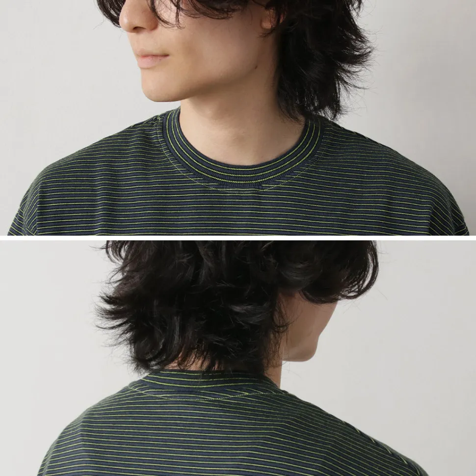 YONETOMI NEW BASIC / Garment Dye Striped T-Shirt