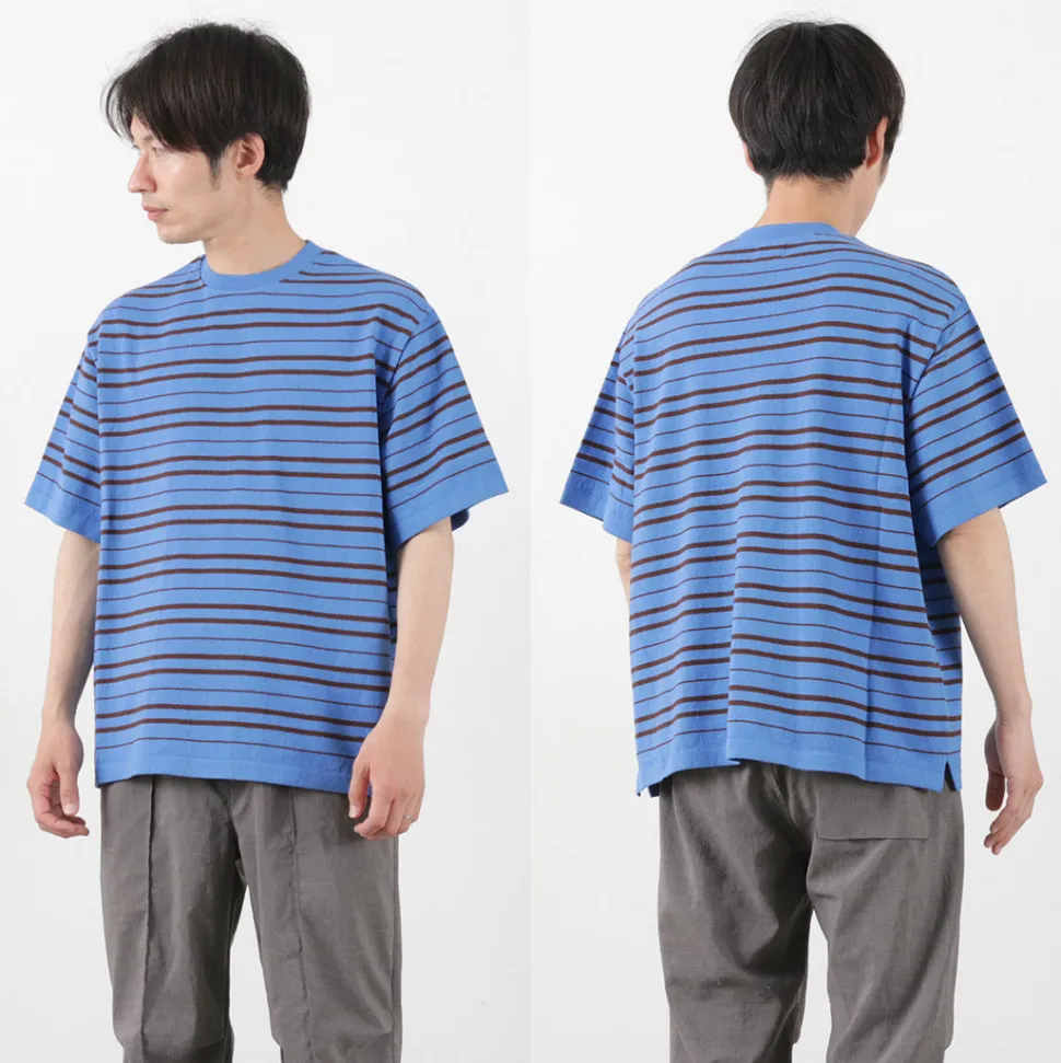 YONETOMI NEW BASIC / Light Wave Cotton Knitted Pullover T-shirt